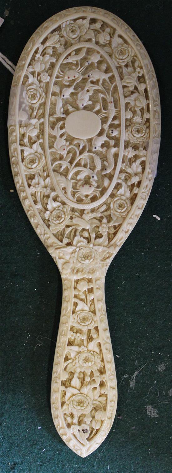Chinese carved ivory mirror?